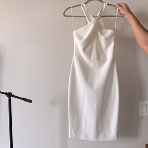Fitted knee length white dress — NEVER WORN, tags on